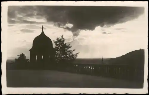 Ansichtskarte Heidelberg Pavilon - Stadt, Gewitterstimmung 1932