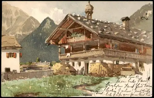 Pertisau-Eben am Achensee Fischerhaus - Signierte Künstlerkarte 1903