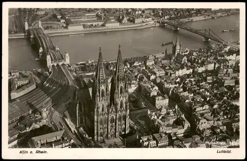 Ansichtskarte Köln Luftbild Dom Bahnhof Messe 1937