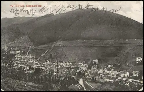 Ansichtskarte Bad Wildbad Panorama-Ansicht mit Sommerberg 1908