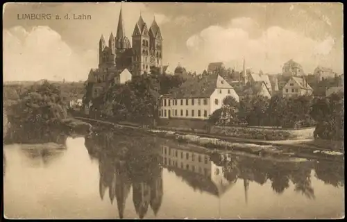 Ansichtskarte Limburg (Lahn) Lahn Partie Blick zum Limburger Dom 1919/1917
