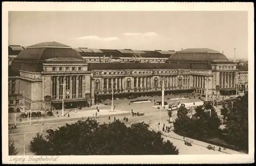 Ansichtskarte Leipzig Strassen Partie am Hauptbahnhof 1930