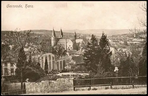 Ansichtskarte Gernrode-Quedlinburg Panorama-Ansicht; Ort im Harz 1910