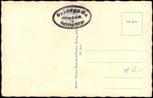 Postcard Petzer Pec pod Sněžkou Geiergucke im Winter 1930