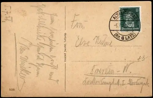 Postcard Bad Altheide Polanica-Zdrój Kurhaus Kr. Glatz 1928