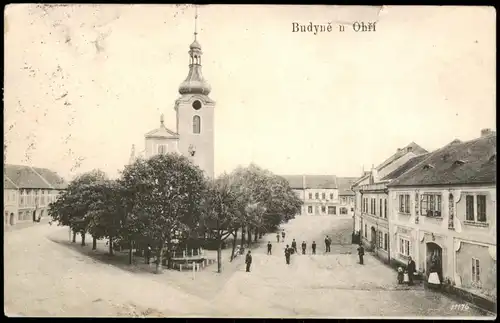 Postcard Budin an der Eger Budyně nad Ohří Markt b. Leitmeritz 1909