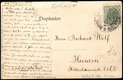 Postcard Budin an der Eger Budyně nad Ohří Markt b. Leitmeritz 1909