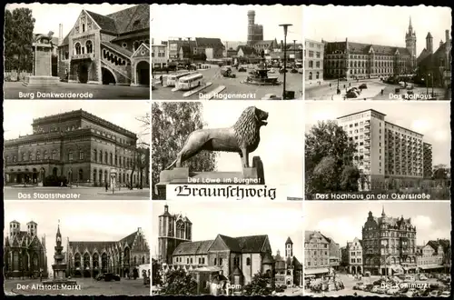 Braunschweig Burg Dankwarderode, Der Hagenmarkt, Rathaus, Staatstheater,   1962
