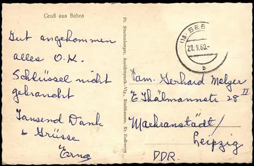 Bebra Mehrbildkarte mit Bahnhof Rathaus Evgl. Kirche Kath. Kirche 1960