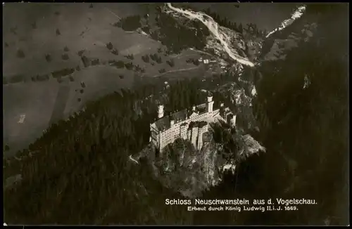 Ansichtskarte Schwangau Schloss Neuschwanstein Luftbild aus großer Höhe 1932