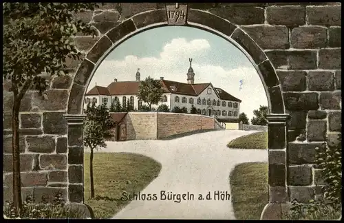 Obereggenen-Schliengen Schloss Bürgeln, Tordurchblick - Künstlerkarte 1911