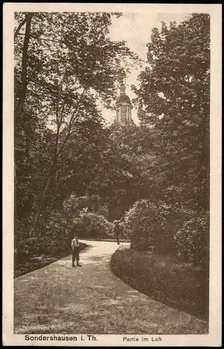 Ansichtskarte Sondershausen Partie im Loh - Kirche 1924