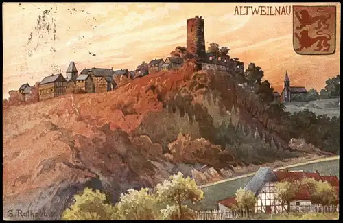 Altweilnau-Weilrod   Künstlerkarte Heraldik 1917 Stempel Oberursel