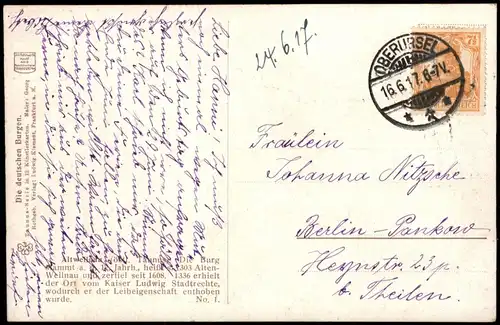 Altweilnau-Weilrod   Künstlerkarte Heraldik 1917 Stempel Oberursel