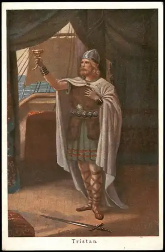 Künstlerkarte Tristan. ... den Becher nehm' ich nun,   genese. 1915