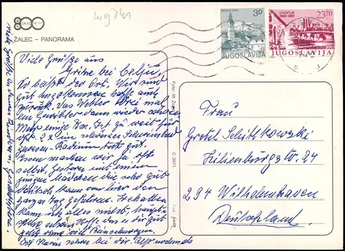 Postcard Žalec Zalec Luftbild Neubaugebiet 1984