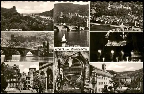 Heidelberg Mehrbildkarte Gruss-Aus-Postkarte div. Ansichten 1964