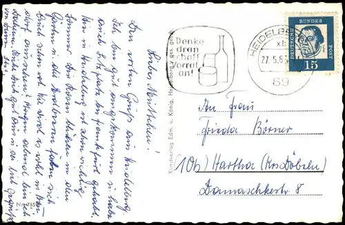 Heidelberg Mehrbildkarte Gruss-Aus-Postkarte div. Ansichten 1964