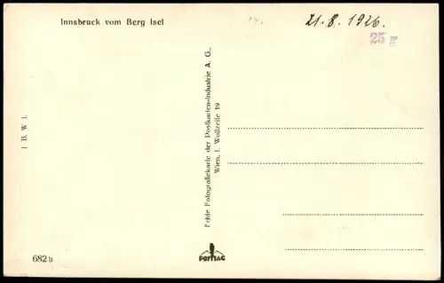 Ansichtskarte Innsbruck Stadt vom Berg Isel 1926