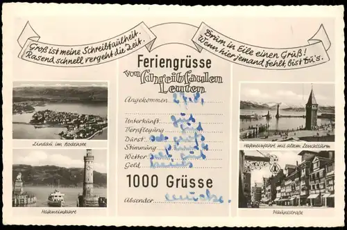 Ansichtskarte Lindau (Bodensee) Mehrbild: Hafen, Luftbild 1961