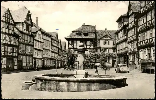 Ansichtskarte  VW Käfer, Marktplatz 1956