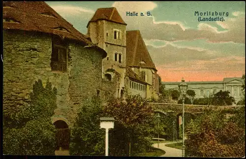 Ansichtskarte Halle (Saale) Moritzburg (Landseite). colorierte Ak 1909