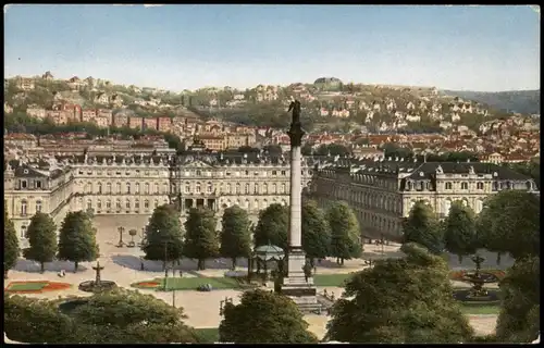 Ansichtskarte Stuttgart Neues Schloß mit Schloßplatz 1914