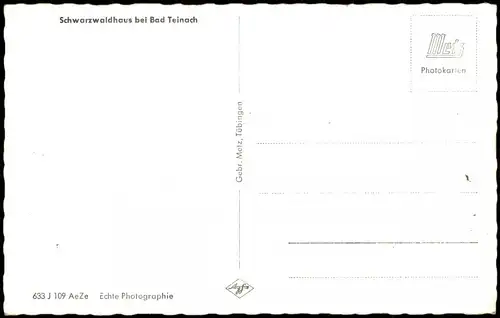 Ansichtskarte Bad Teinach-Zavelstein Schwarzwaldhaus - Fotokunst 1961