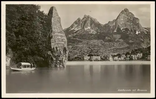 Ansichtskarte Brunnen SZ-Ingenbohl Schillerstein, Stadt, Schiff 1931