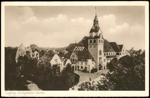 Ansichtskarte Leipzig Zoo, Hauptgebäude 1932