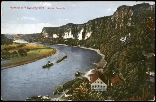 Ansichtskarte Rathen Stadt, Elbdampfer 1928