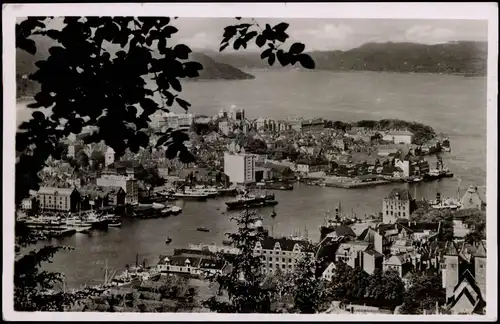 Postcard Bergen Bergen Stadtblick 1937  gel. mit Bordstempel