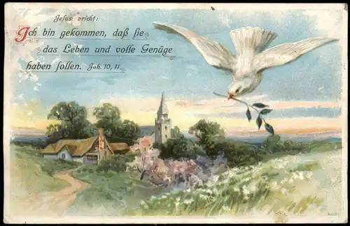 Sprüche/Gedichte (Religion/Kirche) Taube Psalm Joh. 10, 11.6 1917