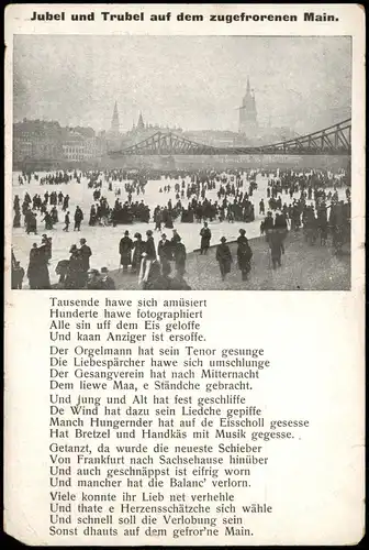 Ansichtskarte Frankfurt am Main Der zugefrorene Main - Schlittschuhlaufen 1914