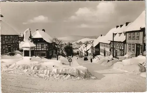 Ansichtskarte Sankt Andreasberg-Braunlage Breite Straße im Winter 1956