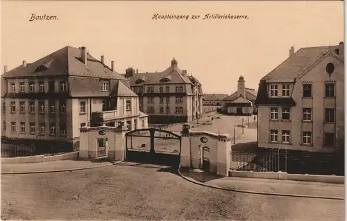 Ansichtskarte Bautzen Budyšin Eingang zur Artilleriekaserne 1913