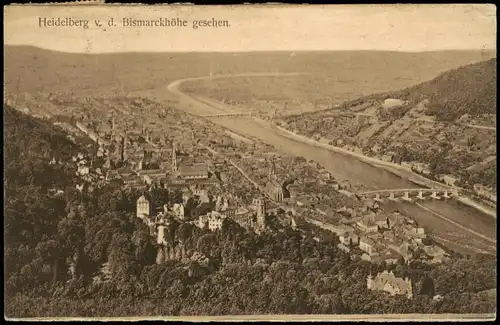 Ansichtskarte Heidelberg Bismarckhöhe gesehen. 1912