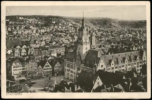 Ansichtskarte Stuttgart Marktblick und Stadt 1916