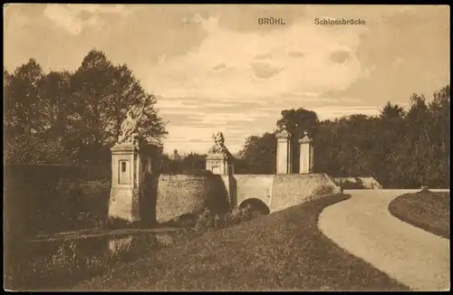 Ansichtskarte Brühl Schlossbrücke, Park 1917