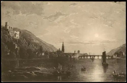 Ansichtskarte Heidelberg Stadt, Schloß vom Rhein Stimmungsbild 1912