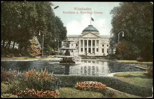 Ansichtskarte Wiesbaden Kurhaus u. Bowling Green 1911