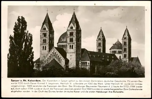 Ansichtskarte Speyer Kaiserdom - Text 1932