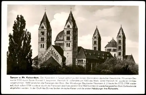 Ansichtskarte Speyer Kaiserdom - Text 1932