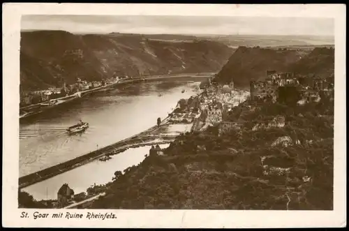 Ansichtskarte Sankt Goar Ruine Rheinfels - Stadtblick - Dampfer 1916