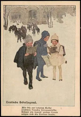 Ansichtskarte  Deutsche Schuljugend. Kinder Künstlerkarten 1914