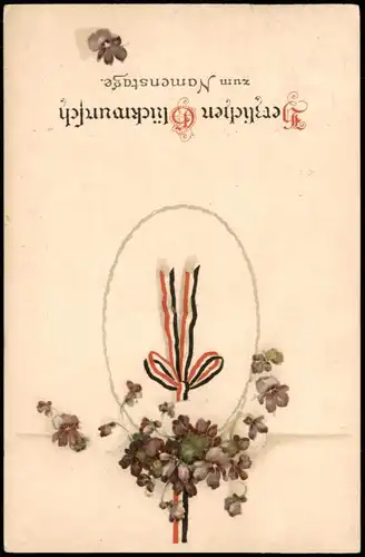 Glückwunsch Geburtstag Birthday Patriotika Feilchen Schleife 1916