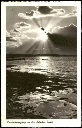 Ansichtskarte Lübeck Sonnenuntergang an der Lübecker Bucht 1962