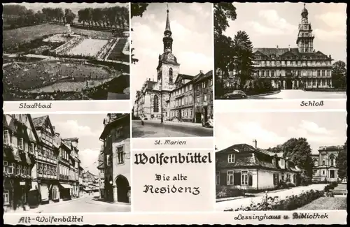 Wolfenbüttel Mehrbild-AK Stadtbad Schloß Die alte Residenz Alt-Wolfenbüttel 1956