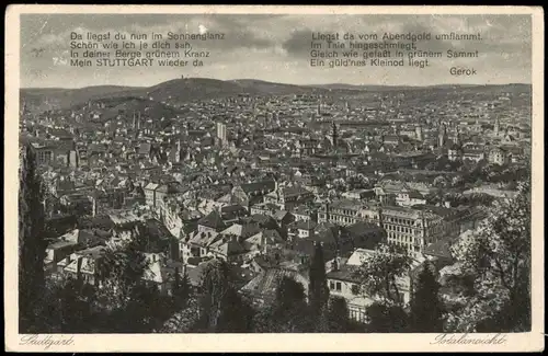 Ansichtskarte Stuttgart Panorama-Ansicht Totalansicht 1929