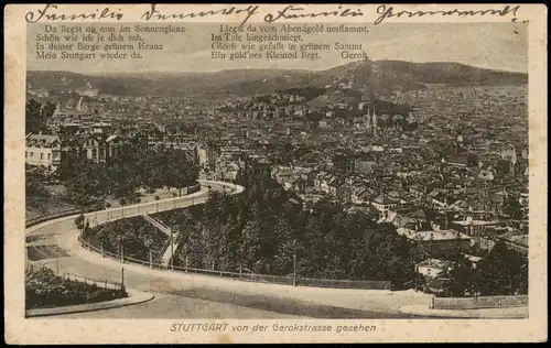 Ansichtskarte Stuttgart Stuttgart von der Geokstraße 1920